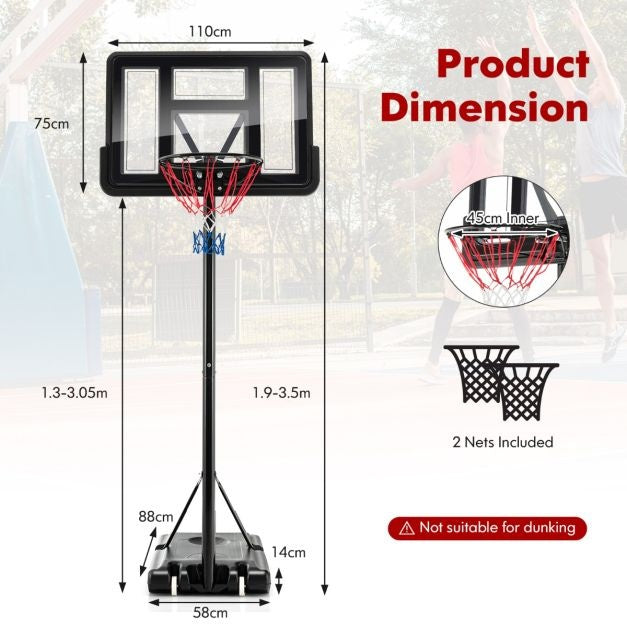 Coast Basketballständer - 130 - 305 cm - Höhenverstellbar
