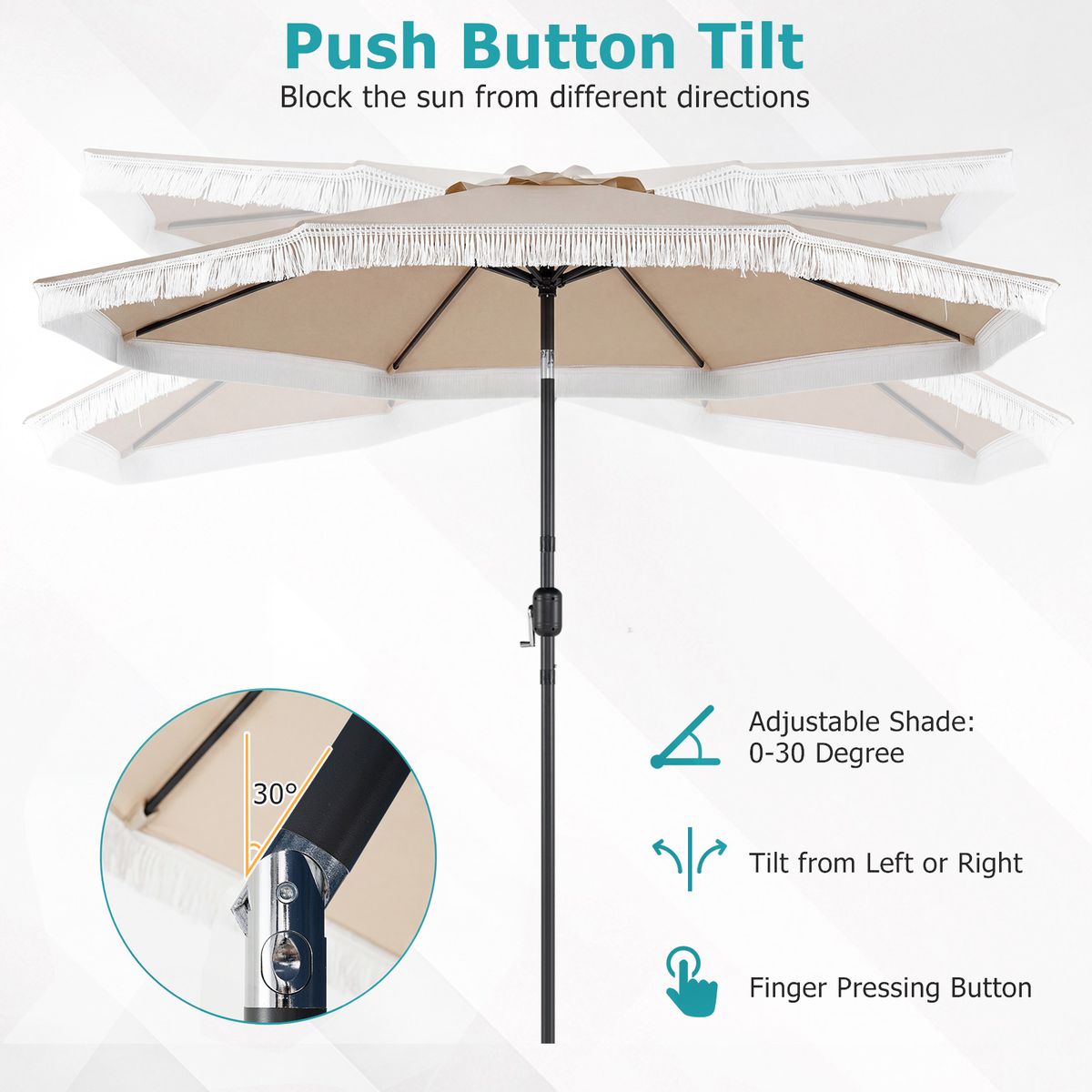 Coast-Sonnenschirm mit Schwenk- und Neigungsfunktion – 270 cm Durchmesser – stabile Metallstreben – beige