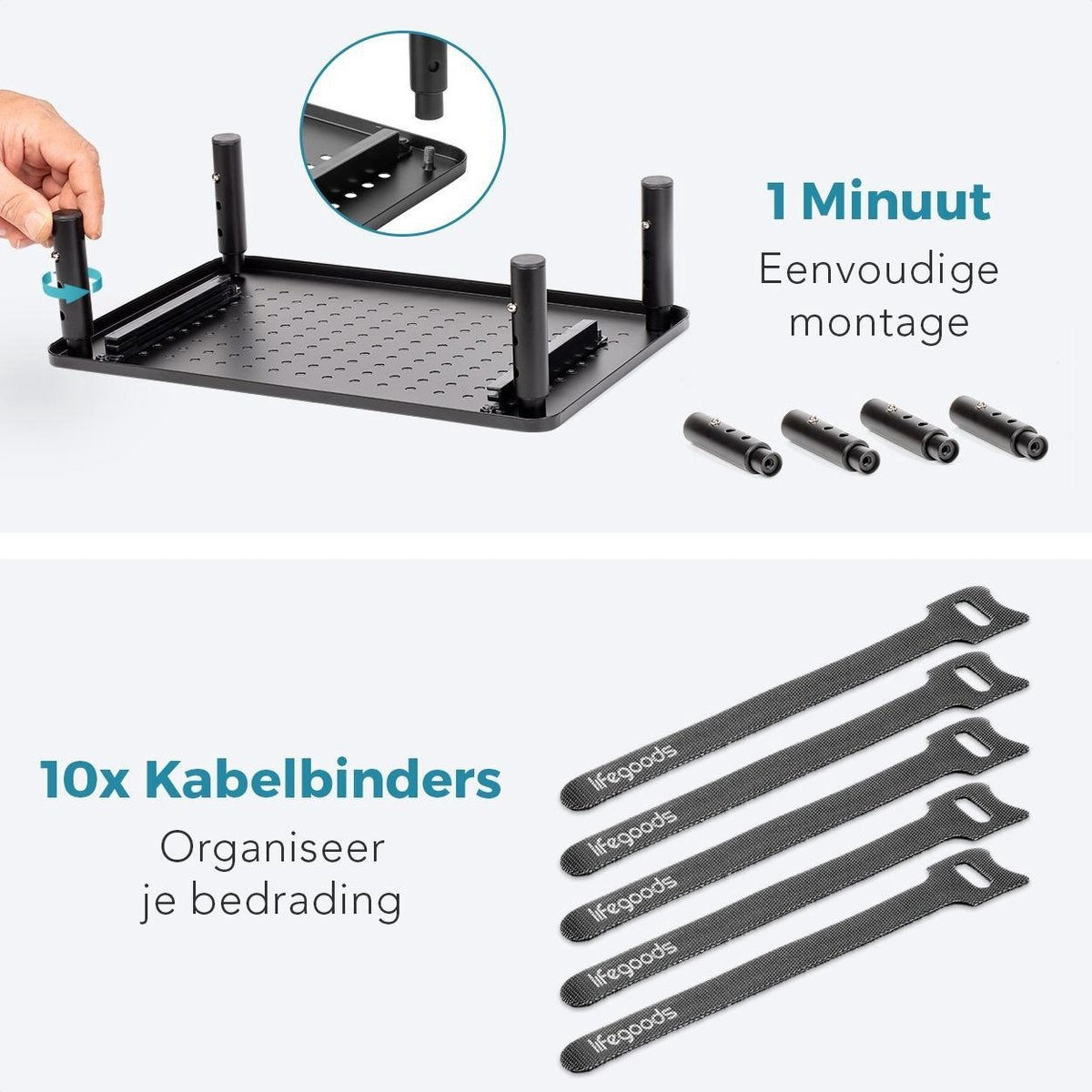 Auronic Monitorständer - Monitoraufsteller - Bildschirmaufsteller - 2 Stück - verstellbar - 37 x 23,5 x 10 cm - Metall - Schwarz