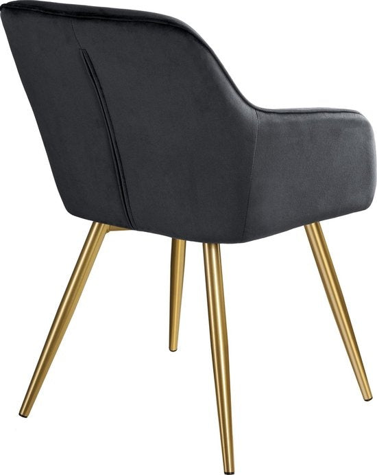 tectake - Stoel - eetkamerstoel - Marilyn fluweellook goud zwart/goud - 403654