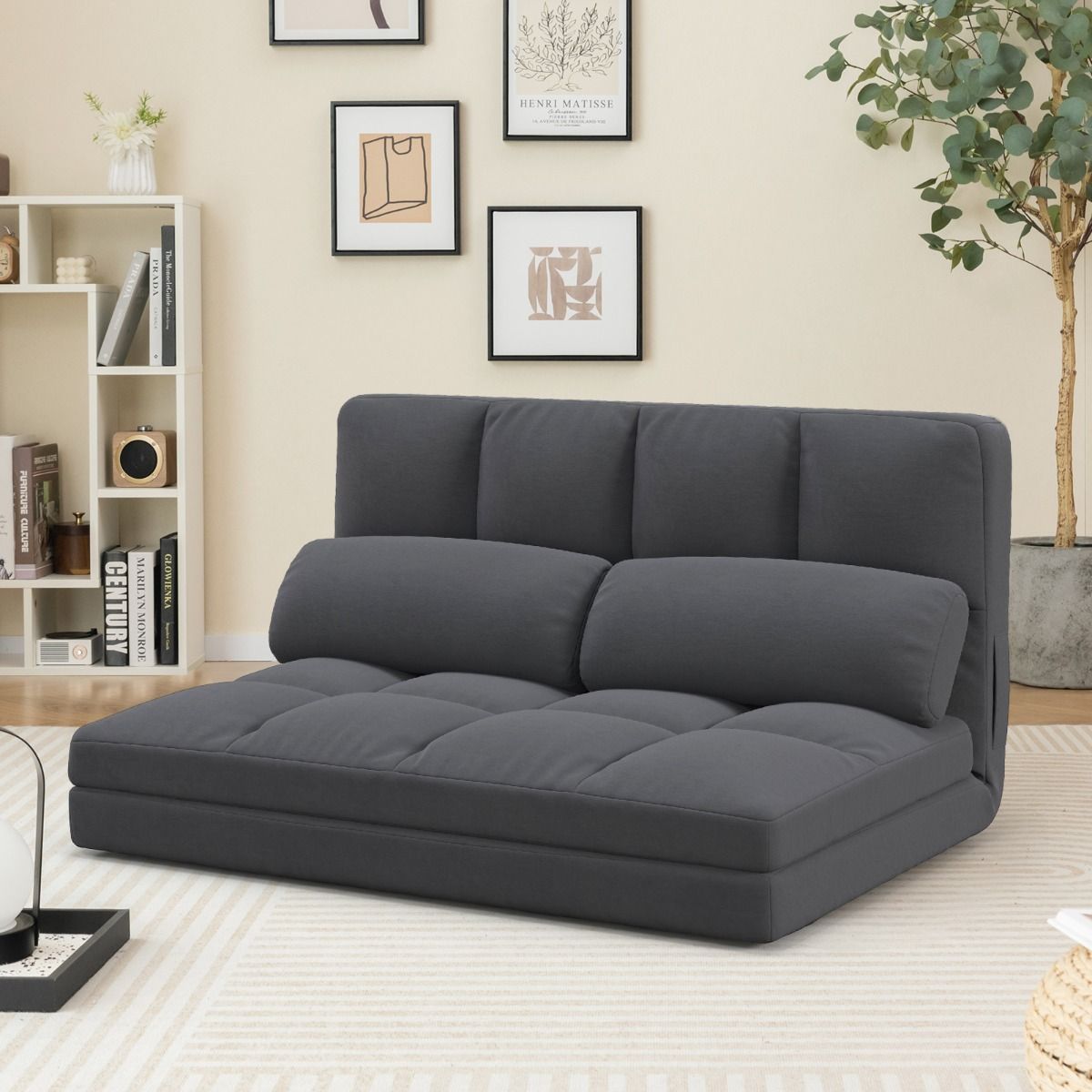 Coast Klappbare Bodenbank – 3-in-1-Schlafsofa – Verstellbare Rückenlehne – Dunkelgrau