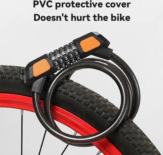 Garpex® Bicycle Lock Digit Lock - Digit Lock Fahrrad oder Elektroroller - Kabelschloss Vorhängeschloss - Schwarz mit Bügelbefestigung