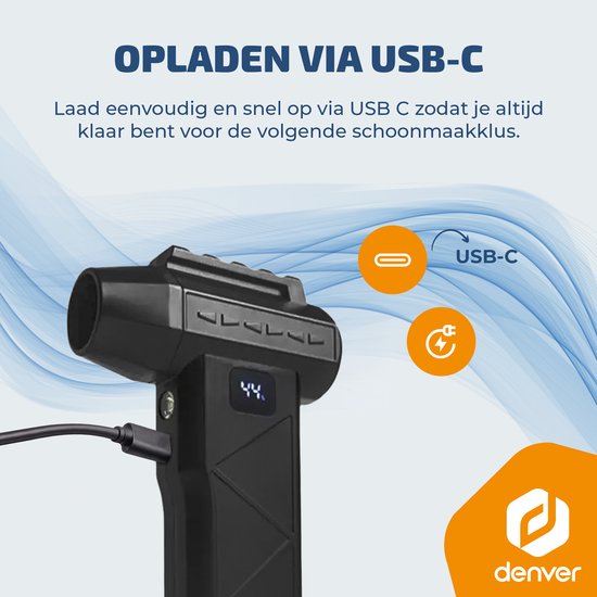 Denver Air Duster – Luftgebläse – Druckluft – Compressed Air – Staubentferner – 2 Aufsätze – 110.000 U/min – Kabellos & wiederaufladbar – 6.000 mAh – HJB172
