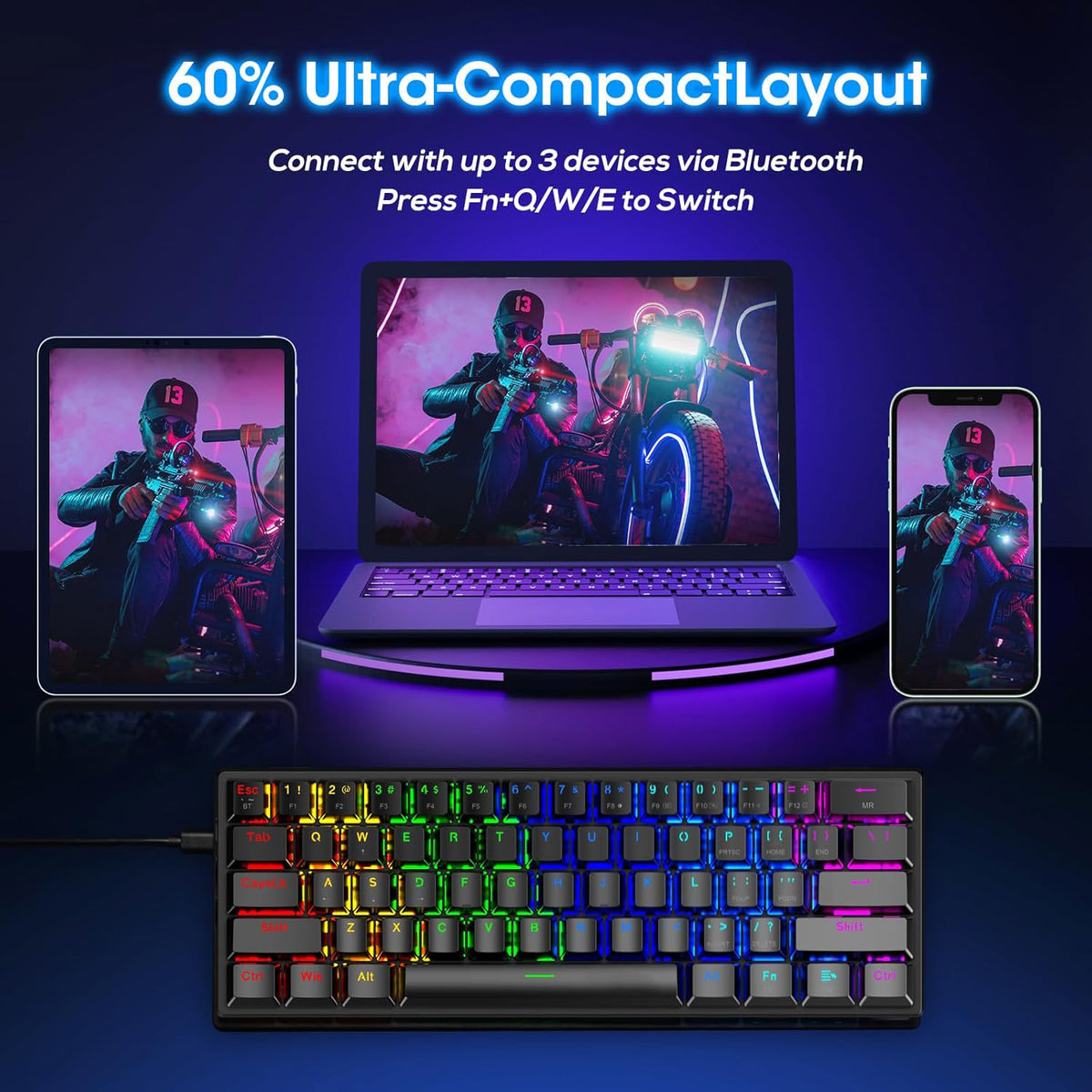 ET mechanische Tastatur mit Maus – 60 % – QWERTY US