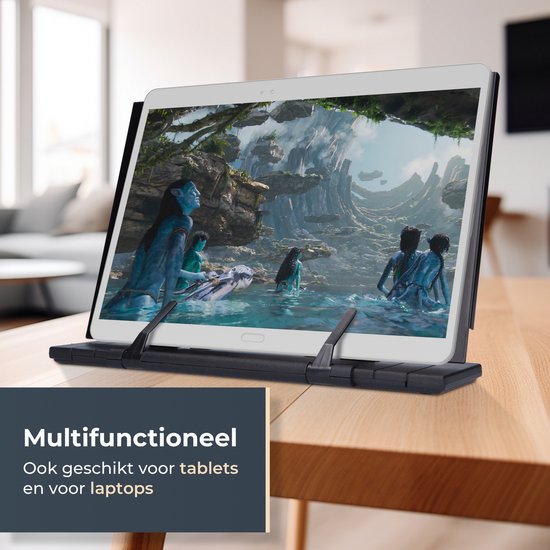 Castagnola Verstellbarer Buchständer - Buchhalter mit 7 Ständern - Kochbuchhalter Metall - Tablet-Halter Schwarz - Rutschfester Leseständer - Buchständer