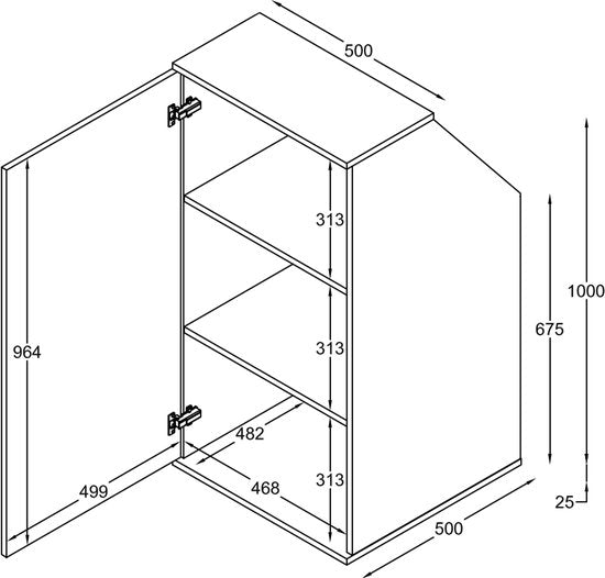 Schrank Schrägwand Dachgeschoss Schlafzimmer - Stauschrank geeignet für schräge Wände - Schrank unter Dachgaube
