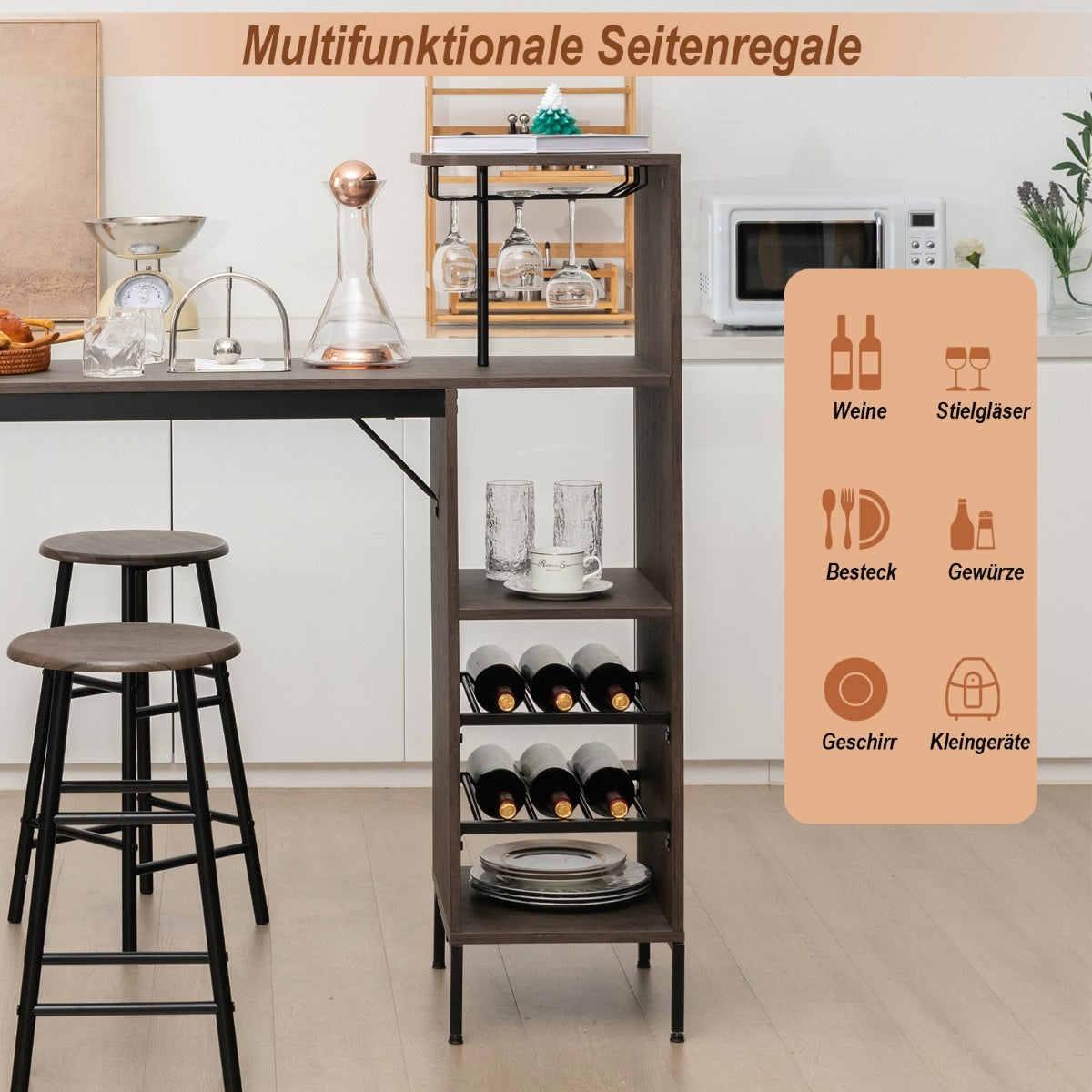 Coast 3-teiliges Beardic & Chair Set Esstisch-Set in Thekenhöhe Braun