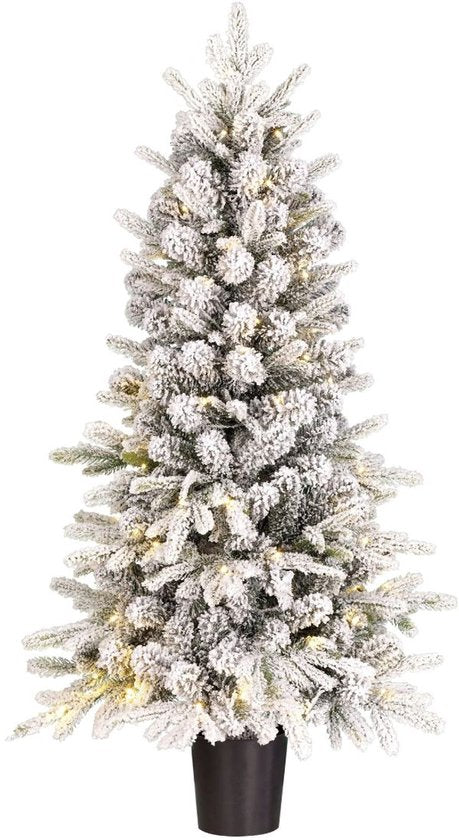 Black Box Trees Kunstweihnachtsbaum Grimshaw mit Schnee H 120 x T 60 cm – Kunstbaum mit Topf – Kunstweihnachtsbaum für den Innenbereich – 206 Zweige – Grün