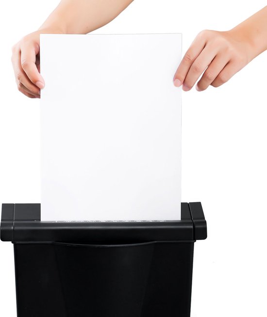 BRASQ Aktenvernichter mit Auffangbehälter Schwarz - 7 Liter - Aktenvernichter für Heim und Büro - P2 - 6mm Streifen - 6 Blatt