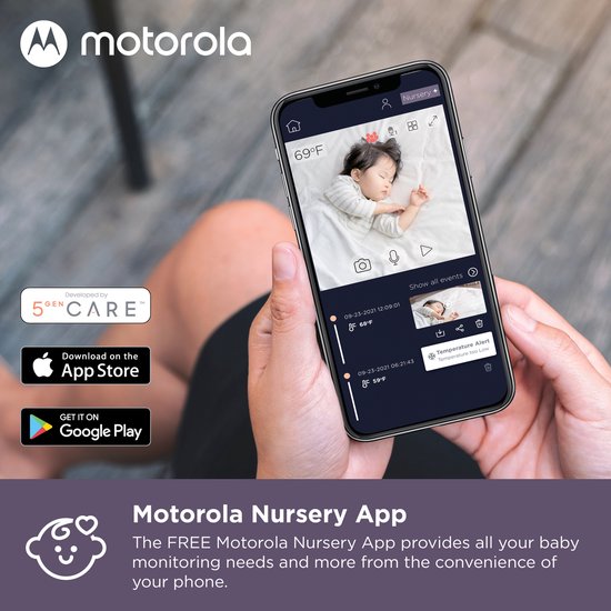 Motorola VM64 Babyphone mit Kamera und App - 4,3" WiFi Video-Babyphone mit Smartphone-App - 2-Wege-Audio, Nachtsicht, Temperatur, Schlaflieder, Digitalzoom