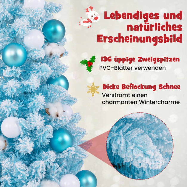 Coast Weihnachtsbaum - PVC - 136 Zweigspitzen - Inkl. 24 Kugeln & 12 Wattebällchen - 44x90 cm - Blau