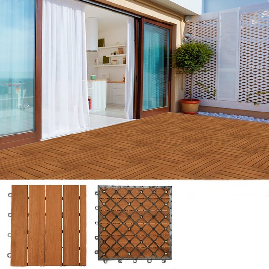 Terrassenfliese aus Akazienholz – 30 x 30 cm, Plug-In-System – FSC®-zertifiziert