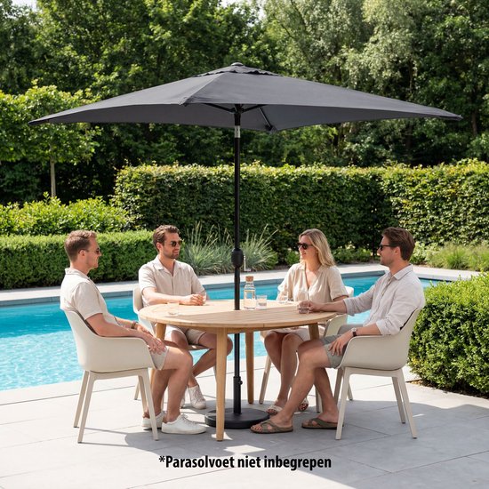 Tristar Stabsonnenschirm – quadratisch – 200 x 200 cm – Balkon & Garten – neigbar – inkl. Schutzhülle – PA-7901 – Dunkelgrau