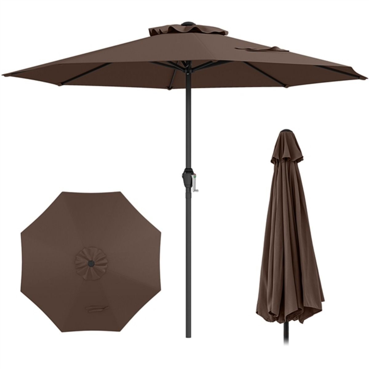 Coast Terrassenschirm mit Schwingmechanismus – belüftetes Dach – 8 stabile Streben – braun – 260 cm