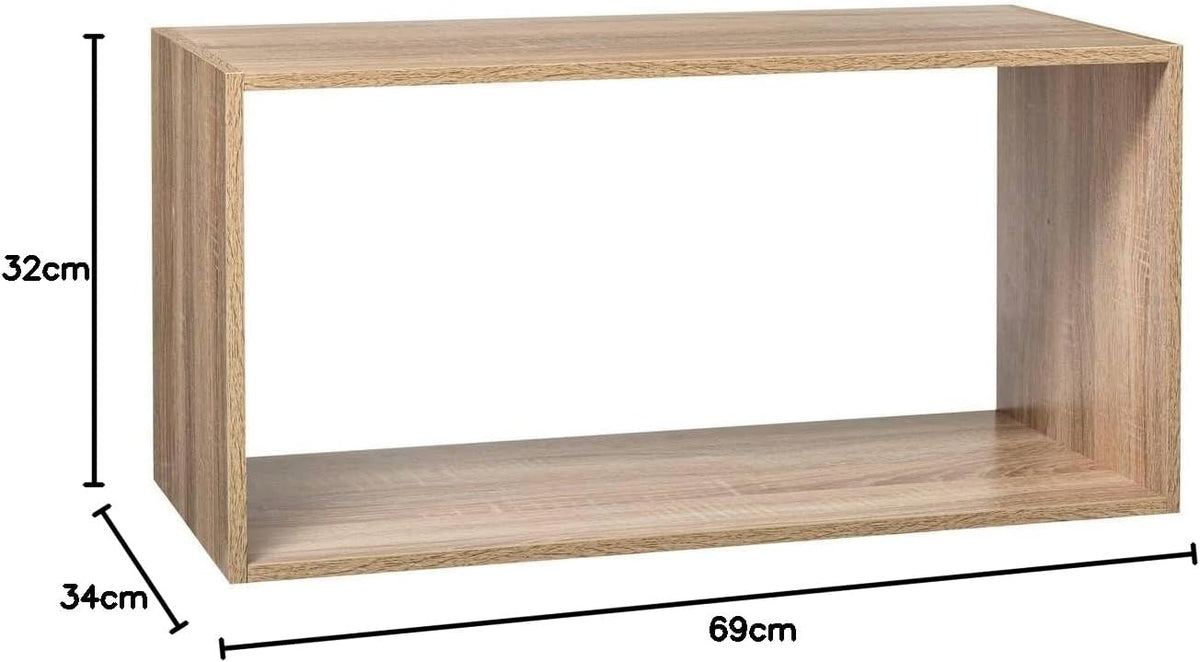 5Five Wandregal Mix Nature – Eiche – Schwebendes Wandregal – Rechteckig – 69 x 34 x 32 cm
