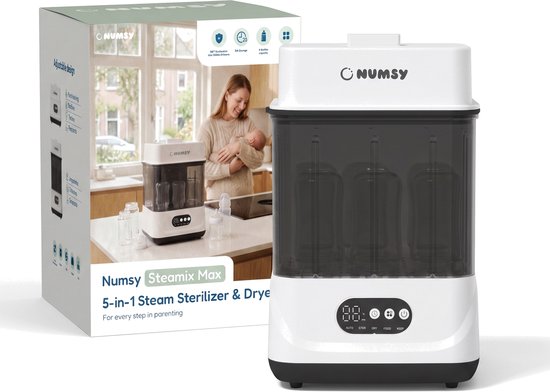 Numsy 5-in-1-Flaschensterilisator und -Trockner Max – Für bis zu 11 Flaschen geeignet Flaschensterilisator und -Trockner – Flaschensterilisator für Babys