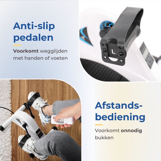 SafeLife Mini Heimtrainer - Elektrisch & einstellbarer Widerstand - 26 x 40 x 34 cm - Weiß