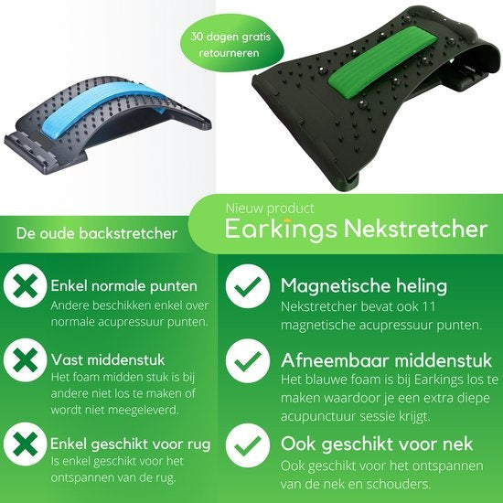 Nackentrainer Nackenmassagegerät - Rückentrainer mit Nackenmassage - Rückentrainer Earkings Green
