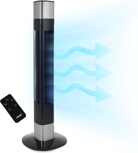 Intelligenter Turmventilator – ohne Flügel – mit App und Fernbedienung – Timer – energieeffizient – Princess 358280 – Schwarz
