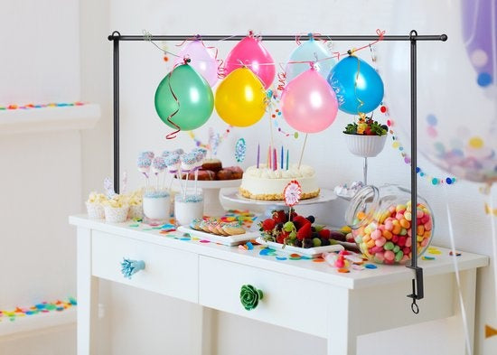 Arti Casa Tischstange - Dekorationsrahmen - mit Klemmen - für Blumen, Ballons, Lichter und Pflanzen - Hochzeitsbogen - Metall - Schwarz