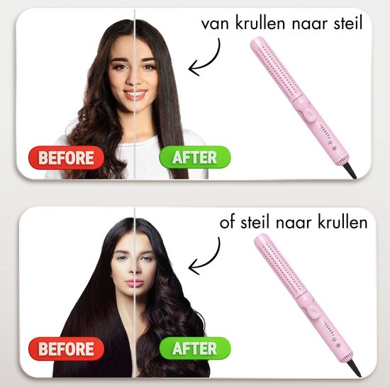 Sansbeauté® 2 in 1 Airflow Glätteisen - Lockenstab - Glätteisen - Haarglätter - Schnelles Aufwärmen - 140℃ bis 220℃ - Glätten & Locken - ION-Technologie