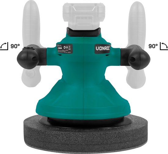 Accu polisher - Poliermaschine 20V - Ø240mm - Inkl. verstellbare Griffe, 2 Polierhülsen und Aufbewahrungstasche - Ohne Akku & Ladegerät