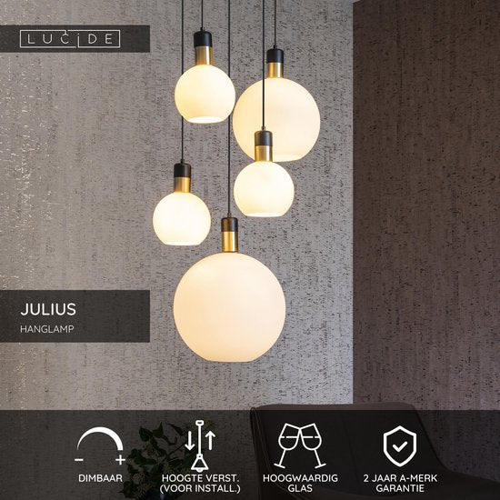 Lucide JULIUS – Hängeleuchte – 5xE27 – Opal