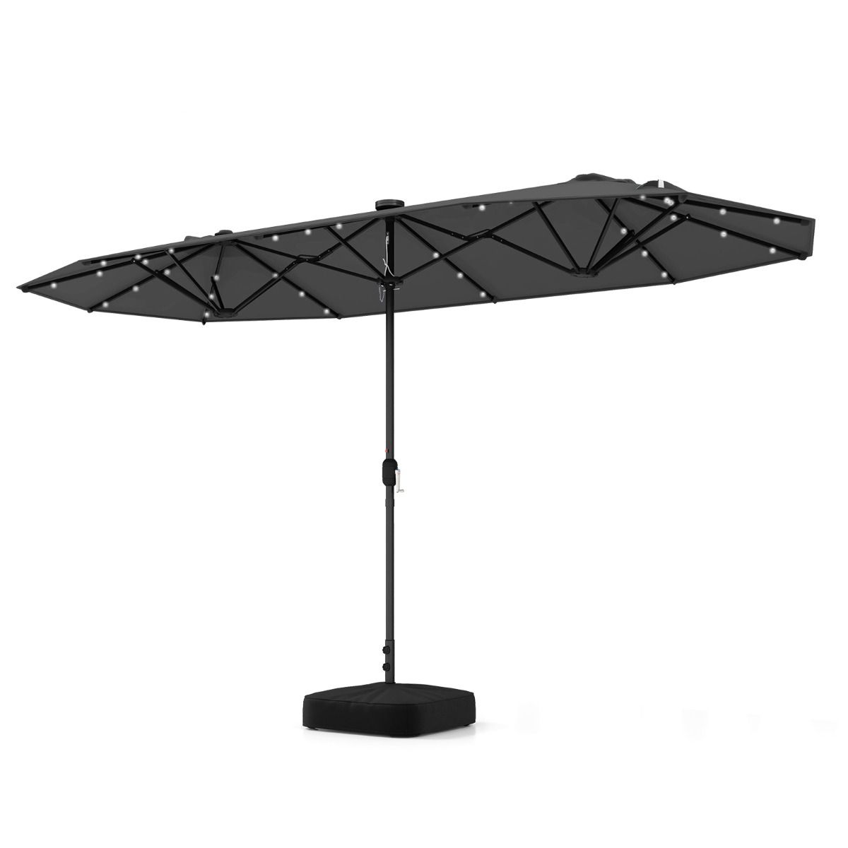 Coast Doppel-Gartenschirm mit solarbetriebenem LED-Licht – 400 x 200 cm – Grau