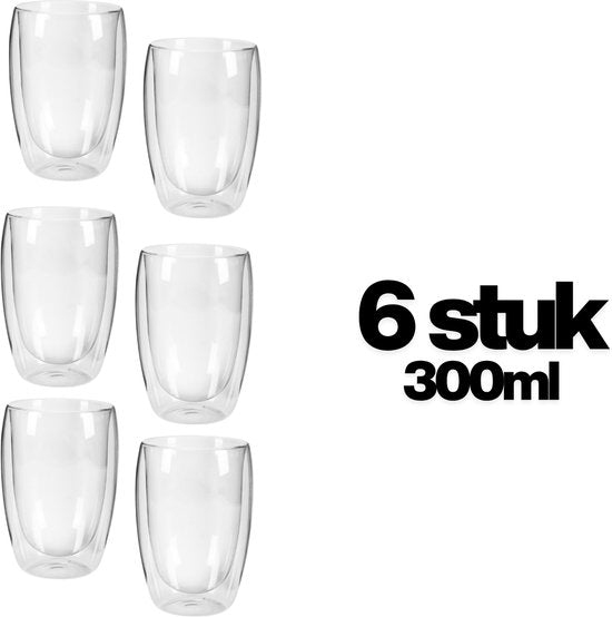 2 doppelwandige Gläser - geeignet für verschiedene Kaffeesorten - Latte macchiato, Cappuccino, Espresso - 2er-Set (300 ml)