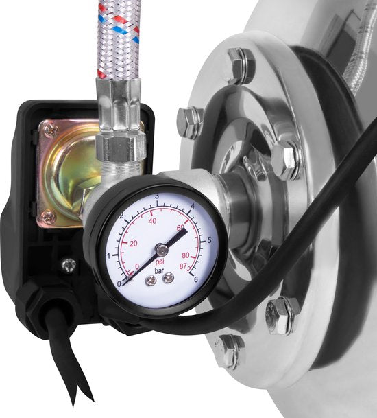 VONROC Hydrophor-Pumpe / Hydrophor-Set mit Druckschalter - 1000W - 3500l/h - 19L Edelstahltank - Pumpengehäuse aus Edelstahl