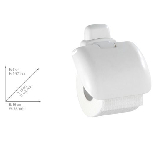 WENKO Pure Toilettenpapierhalter, weiß – mit klappbarem Deckel – Kunststoff