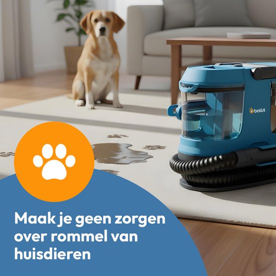 BOLLIT 4-in-1 600 W Kompakter Teppichreiniger – Fleckenentferner & Polsterreiniger – Für Sofas, Autos und Matratzen – Nasssauger – Möbelreiniger – Reinigungsgerät – Sitzreiniger – Matratzenreiniger – Textilreiniger
