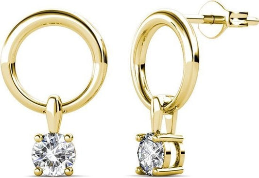 Yolora Damen Ohrringe mit Kalpa Camaka Kristallen - Farbe Gold - 18K Gelbgold vergoldet - Damen Ohrringe Gold - Ohrstecker - Schmuck - Luxus Geschenkbox - Geschenkbox - Exklusive Geschenkbox - Schöne Geschenkverpackung