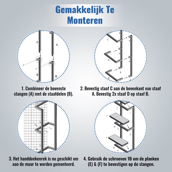 Handtuchhalter - Handtuchhalter - Für Bad und Küche - 86*32*18cm - Größe L
