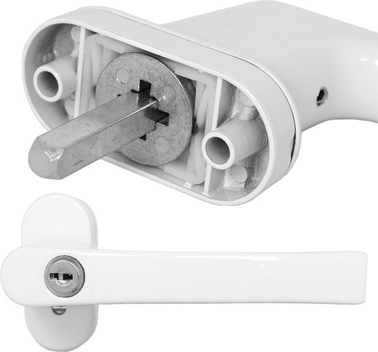 tectake - 2 Fenstergriffe Fensterbeschläge Fenstergriff abschließbar weiß 400897