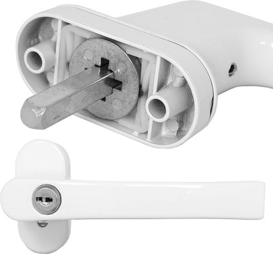 tectake - 2 Fenstergriffe Fensterbeschläge Fenstergriff abschließbar weiß 400897
