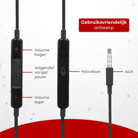 Nuvance - Ohrhörer mit Kabel - 3,5-mm-Klinkenanschluss - Ohrhörer mit Kabel - In-Ear-Kopfhörer mit Kabel und Mikrofon - Schwarz