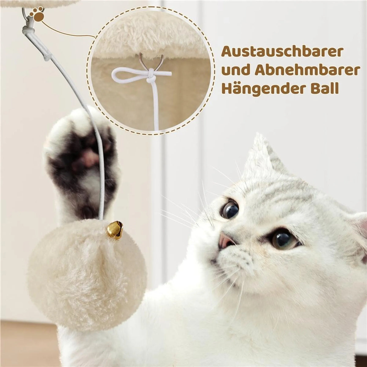 Yaheetech Kratzbaum – Beige – 40,5 x 40,5 x 59 cm – Katzenhöhle, Sisalstangen und Spielball