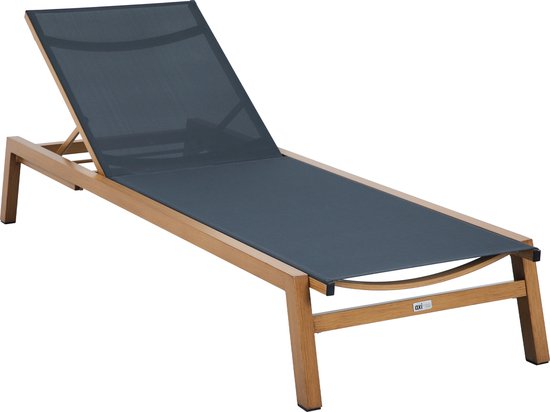 AXI Logan Liegestuhl Holzoptik/Anthrazit – Pulverbeschichteter Aluminiumrahmen – Rückenlehne mit 5 Verstellpositionen – Liegefläche aus Textileen – 193 x 70 cm