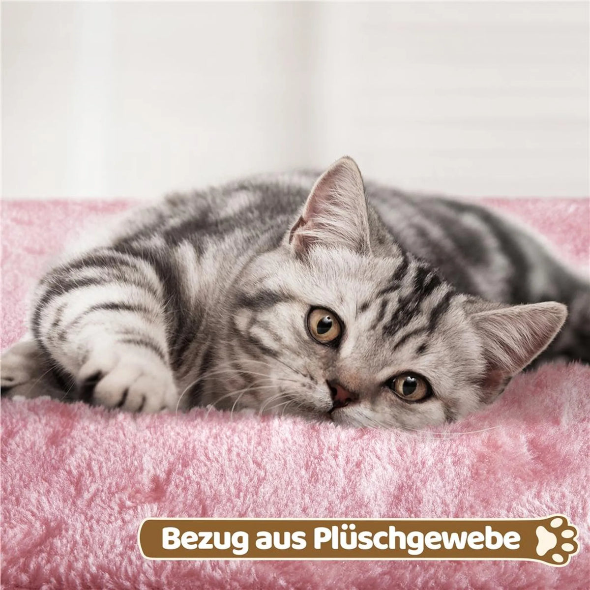 Yaheetech Kratzbaum mit Hängematte - ausgestattet mit gemütlicher Katzenhöhle und zwei Sisalpfosten und weichem Liegeplatz - für Kätzchen und kleine Katzen - hellrosa Plüsch und Sisal - 40,5 x 40,5 x 59 cm