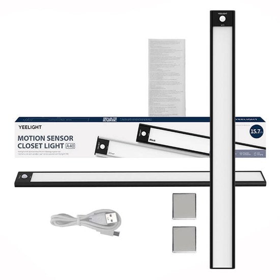Yeelight Schrankbeleuchtung mit Bewegungssensor – 90 Lumen – Schwarz – 40 cm – wiederaufladbar