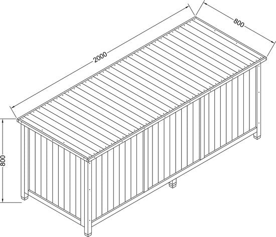 AXI Milo Aufbewahrungsbox aus Holz L Braun – Kissenbox mit Boden – 800 Liter – 200 x 80 x 80 cm – karbonisiertes Hemlock-Holz – Aufbewahrungsbox für den Garten