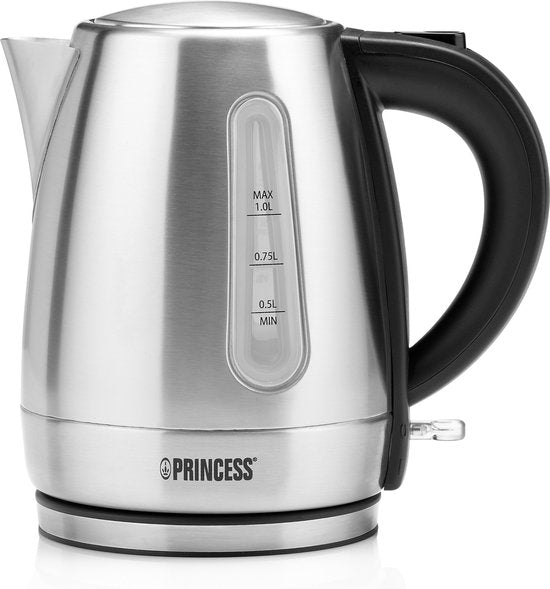 Princess Wasserkocher 236023 - 1 Liter - 360Â° drehbar - 2200W - Edelstahl