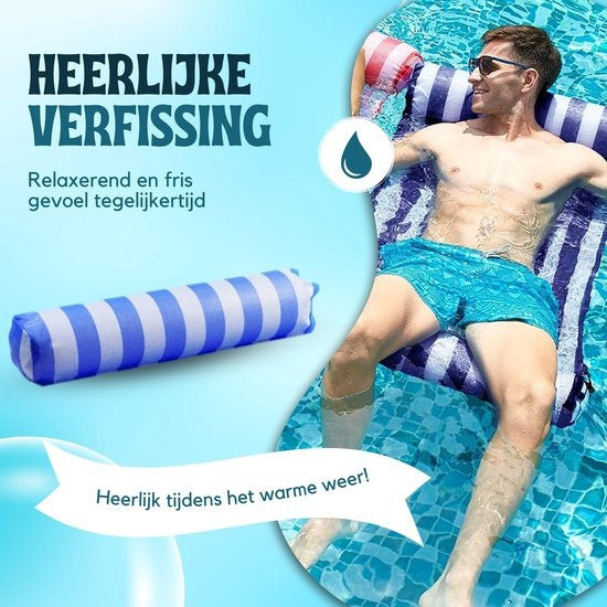Travelly - Luxus Wasserhängematte - Hängematte - Luftmatratze - Luftmatratze Pool - Wasserhängematte - Blau