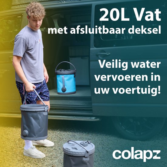 Colapz Faltbarer Wasserkanister 20 l Premium – BPA-freier Camping-Wassertank mit verriegelbarem Deckel und Hahn – Robuster Trinkwasserbehälter für den Außenbereich, den Garten und das Wohnmobil