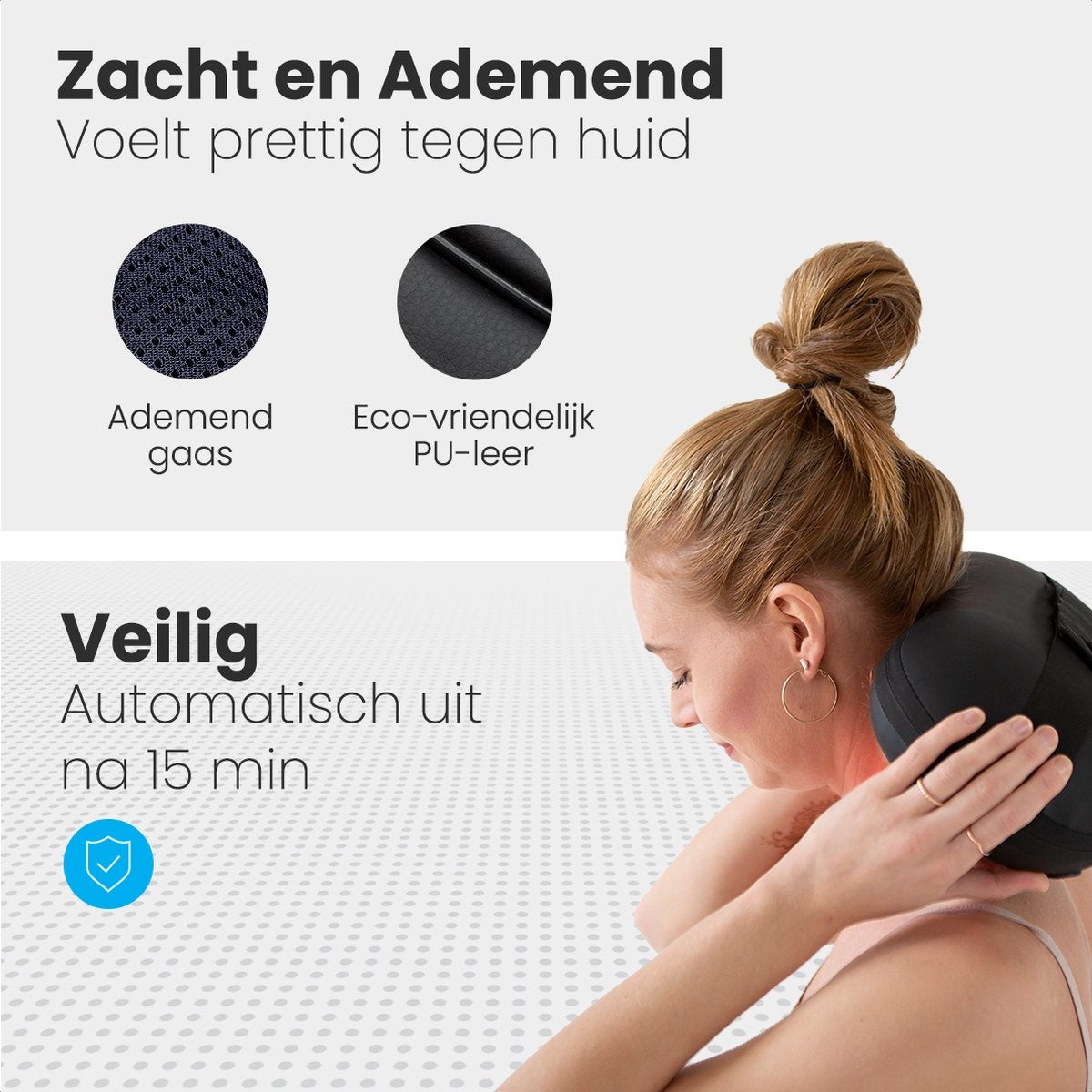 LifeGoods Elektrisches Shiatsu-Massage-Kissen Nacken- und Rückenmassage Wärmefunktion Schwarz