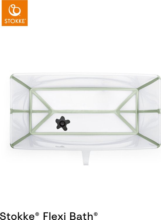 Stokke® Flexi Bath® X-Large-Set – Flexi Bath® XL + Newborn Support – Transparent grün