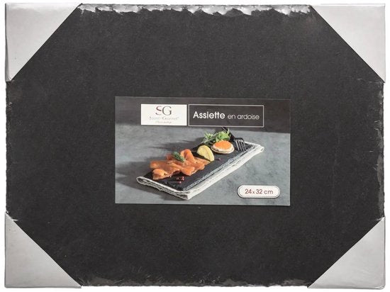 Secret de Gourmet Servierbrett für Häppchen/Fingerfood – 24 x 32 cm – Schiefer – Snackbrett – Tapasbrett – Käsebrett