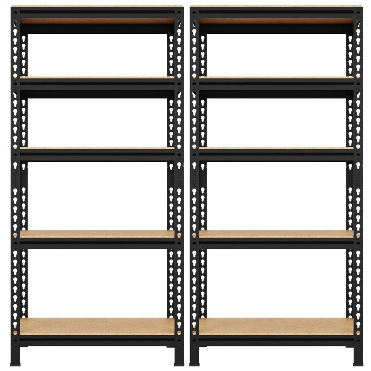 Yaheetech Regalschrank, 2 Stück, 70 x 30 x 150 cm – Schwarz – 5 verstellbare Einlegeböden