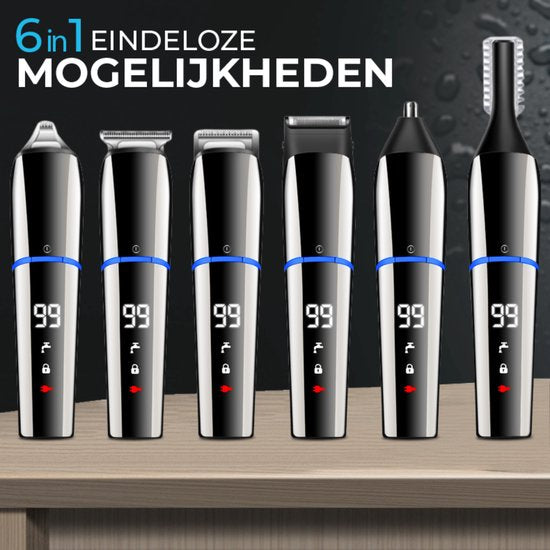 Vertrex 6 in 1 Barttrimmer Pro+ Bodygroomer Men - Nasentrimmer - Clipper - Rasierer - Trimmer Bart und Körper